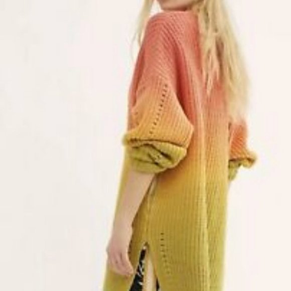 Free People Sweaters - Free People Orange to Green Ombre V-Neck Sweater